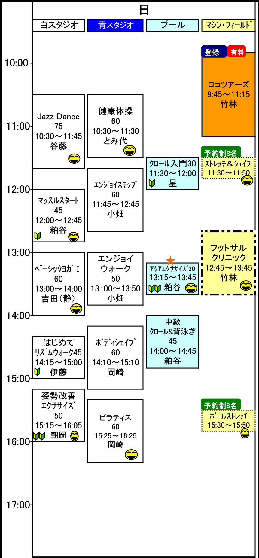 日曜日スケジュール表